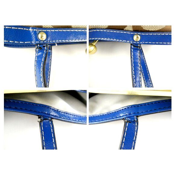 Coach Signature Khaki Blue Shoulder Bag 19190 - Picture 12 of 16